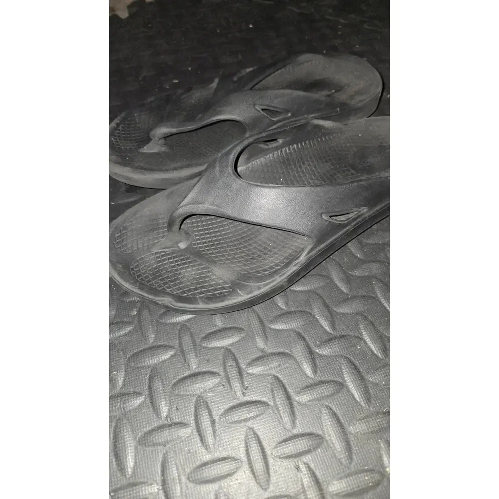 OOFOS Original Mens 8 Women's 10 Recovery Black Thong Flip Flop Sandals Shoes